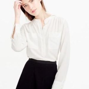 J. Crew Silk Popover Shirt Ivory
